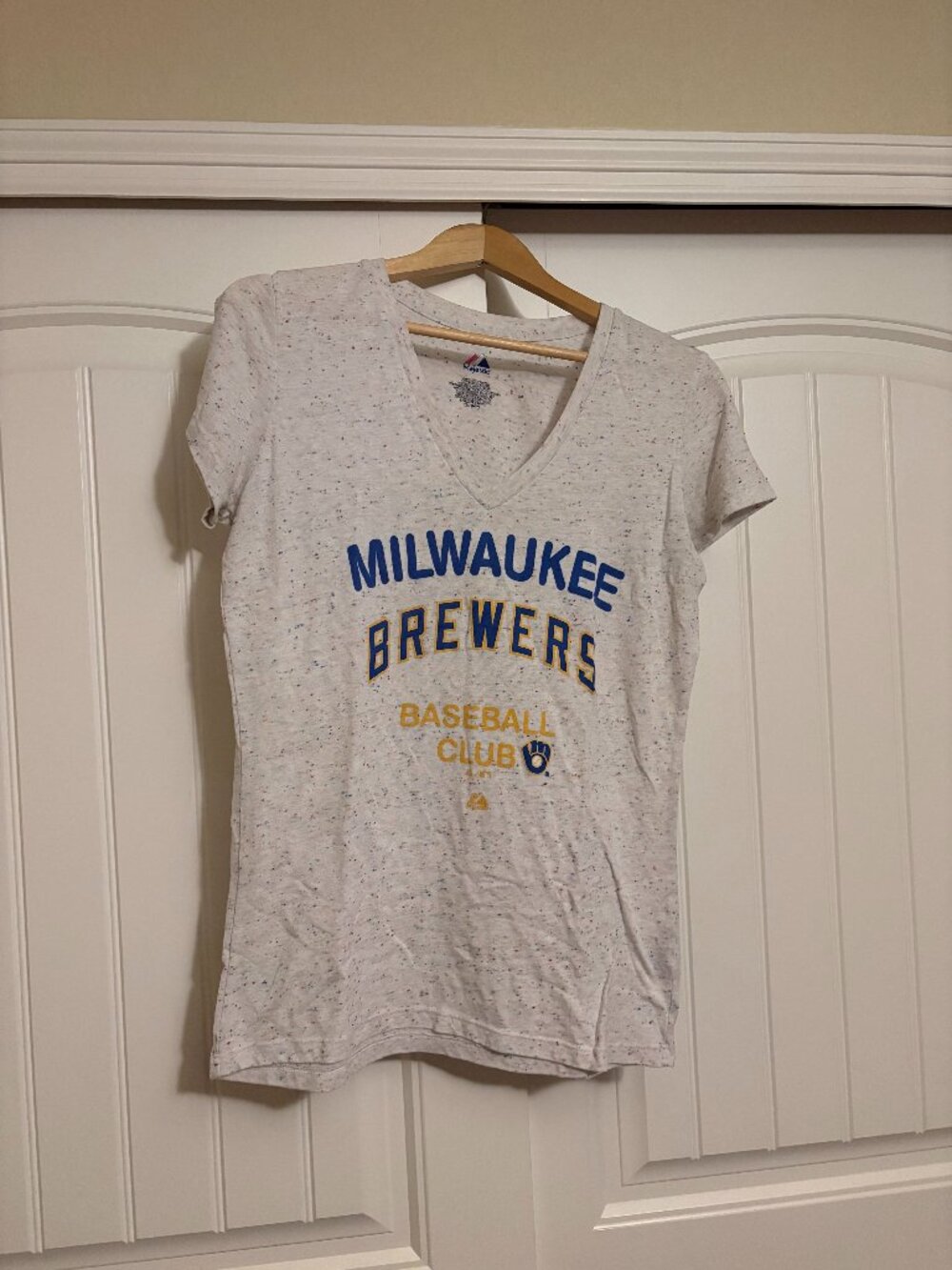 Milwaukee Brewers T Shirt Majestic Light Grey Short Sleeve Women's XL Xtra Large